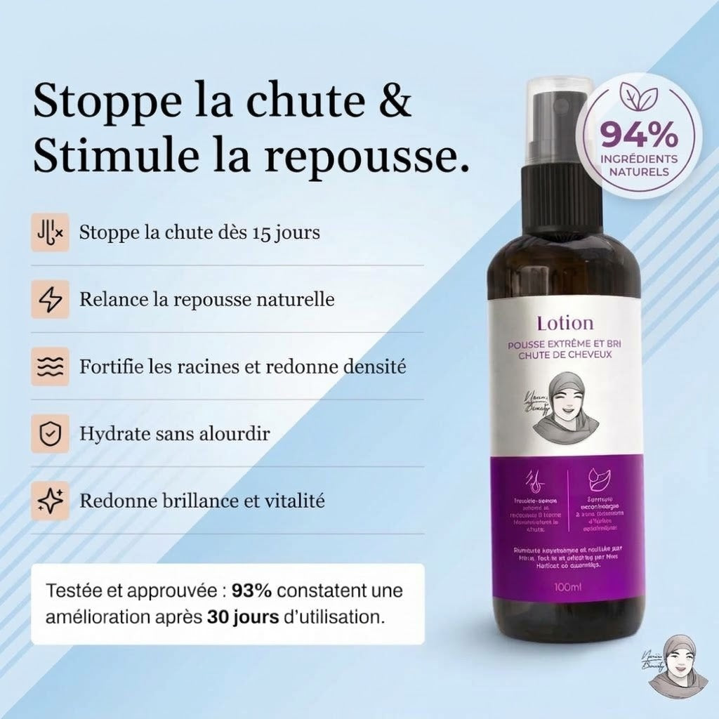 Lotion Pousse Extrême & Anti Chute de Cheveux - 100 ml - Sans Rinçage - Homme - PRE COMMANDE